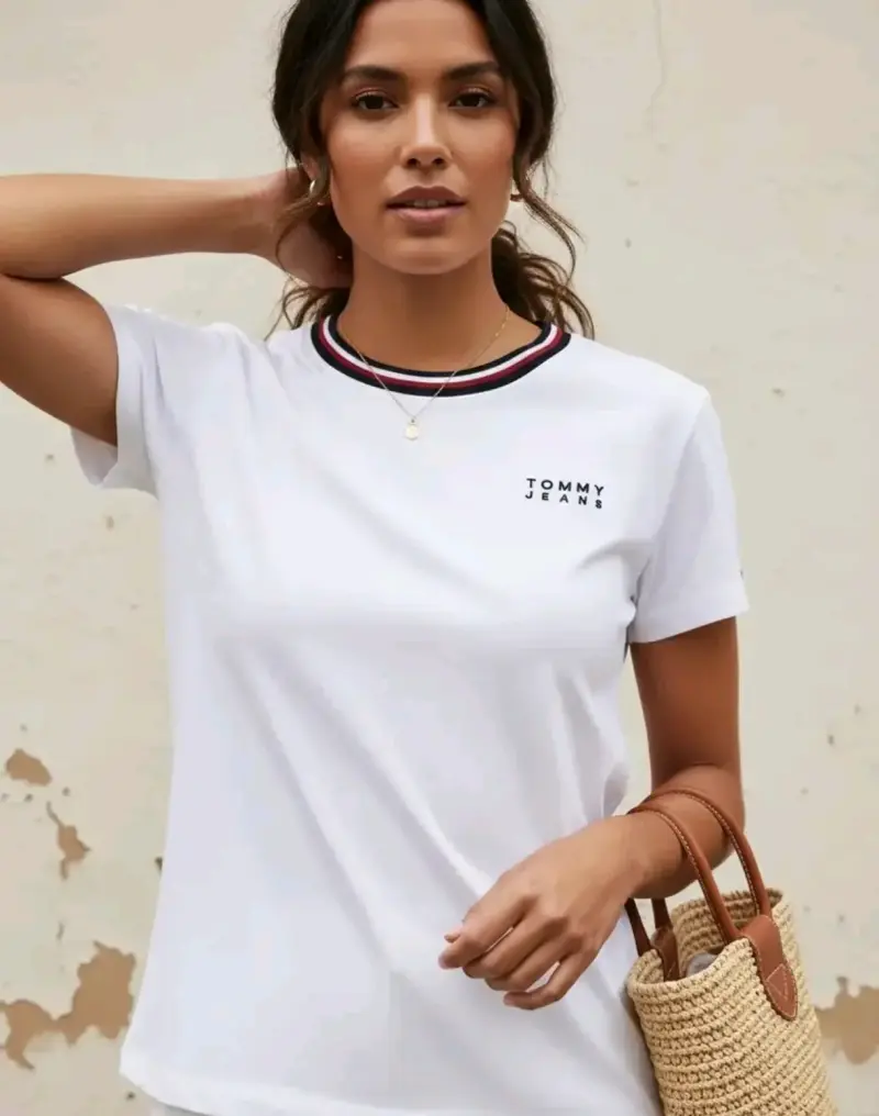 Polera Tommy Jeans Logo Slim Fit Mujer Talla M - 1