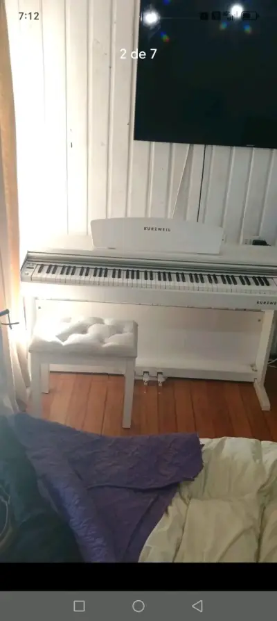 Piano digital Kurzweil blanco con banqueta - miniatura 4
