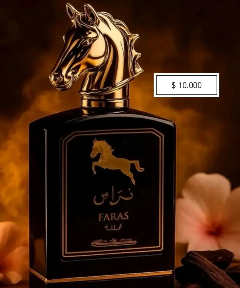Perfume Faras con diseño de caballo