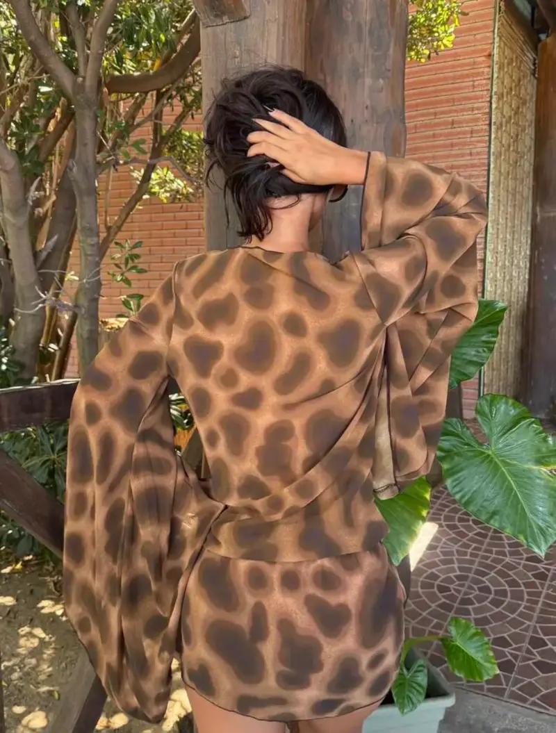 Vestido estampado animal print marrón - 2