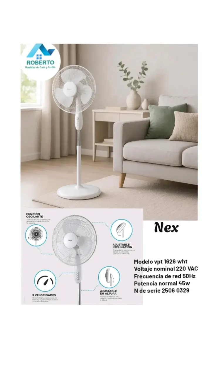 Ventilador de pie Nex modelo VPT 1626