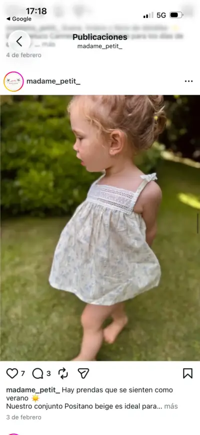 Vestido infantil beige con encaje - miniatura 1