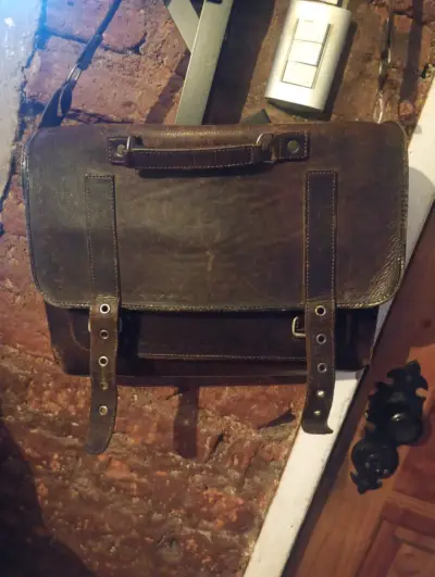 Bolso de cuero vintage marrón - miniatura 3
