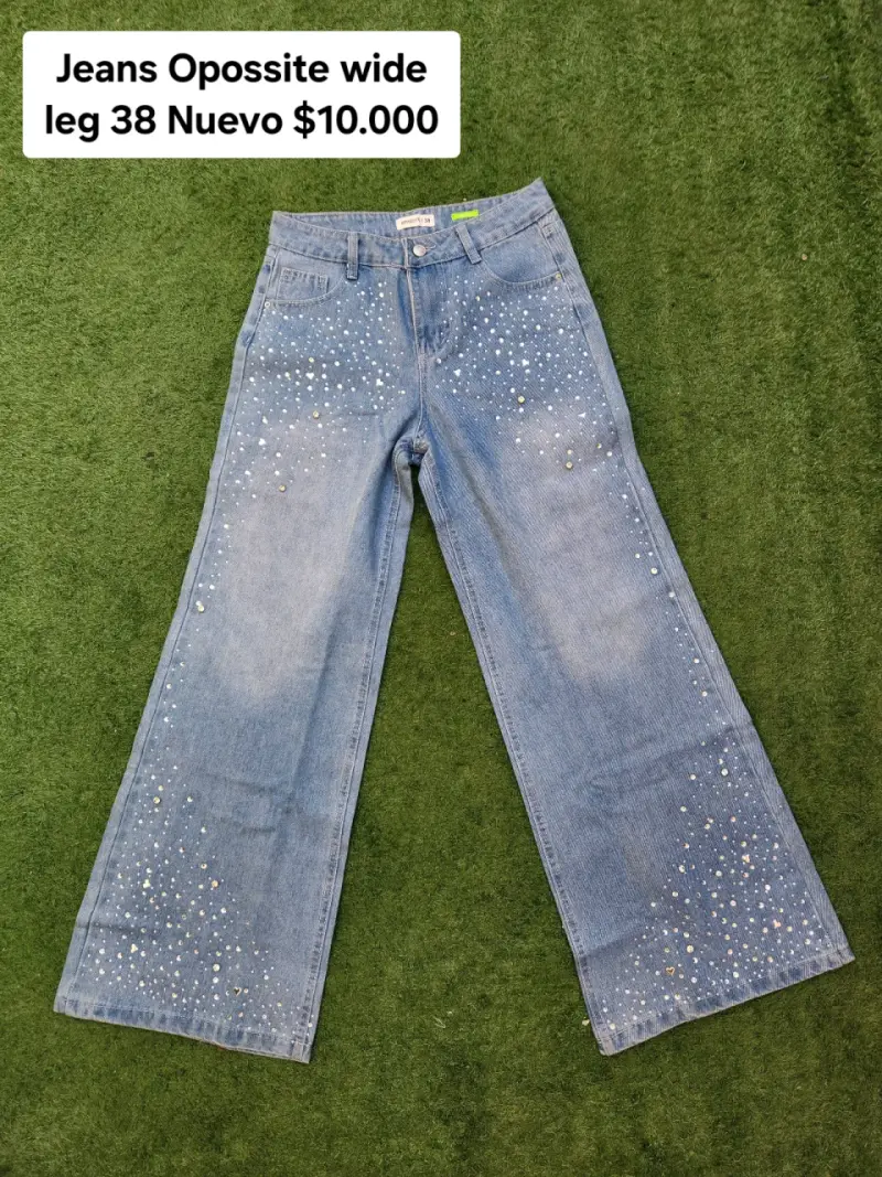 Jeans Opossite wide leg con aplicaciones