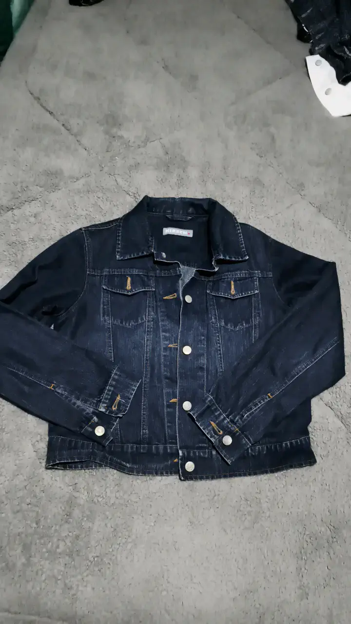 Chaqueta de mezclilla azul oscuro para mujer - 1