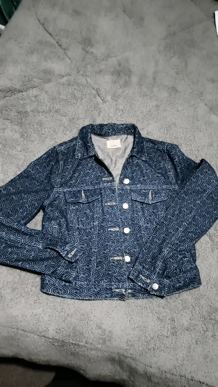 Chaqueta de mezclilla Topshop azul estampada - 1