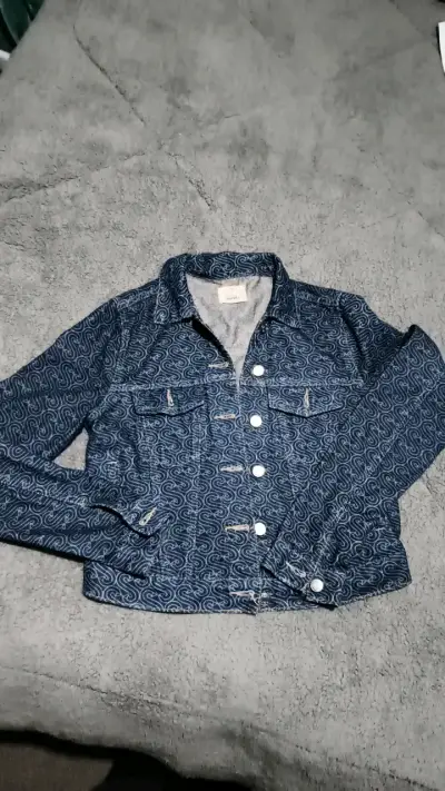 Chaqueta de mezclilla Topshop azul estampada - miniatura 1
