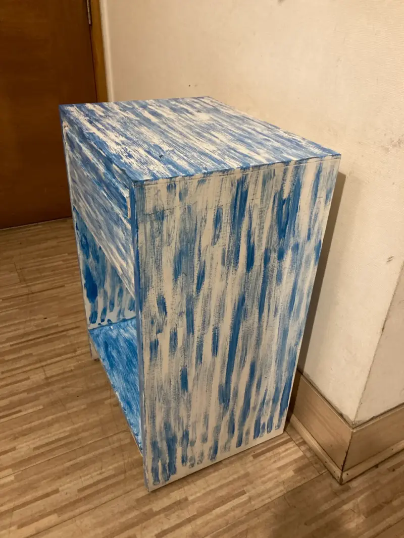 Mesa de noche vintage azul con cajón - 4