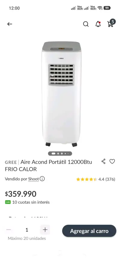 Aire acondicionado portátil Gree con control digital - miniatura 4