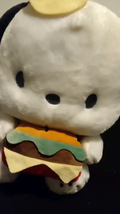 Peluche de perro con gorra y hamburguesa - miniatura 3