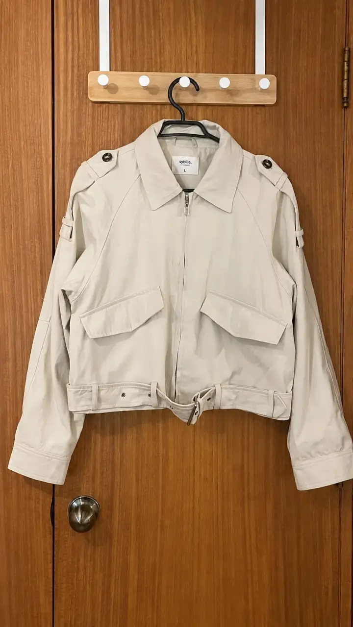 Chaqueta beige Sybilla con cinturón