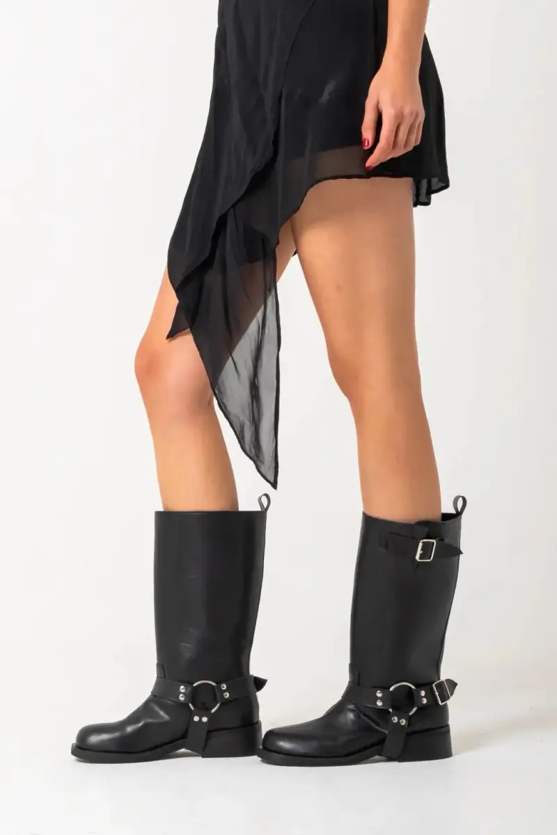 Botas negras de cuero Marca Macu shop estilo biker