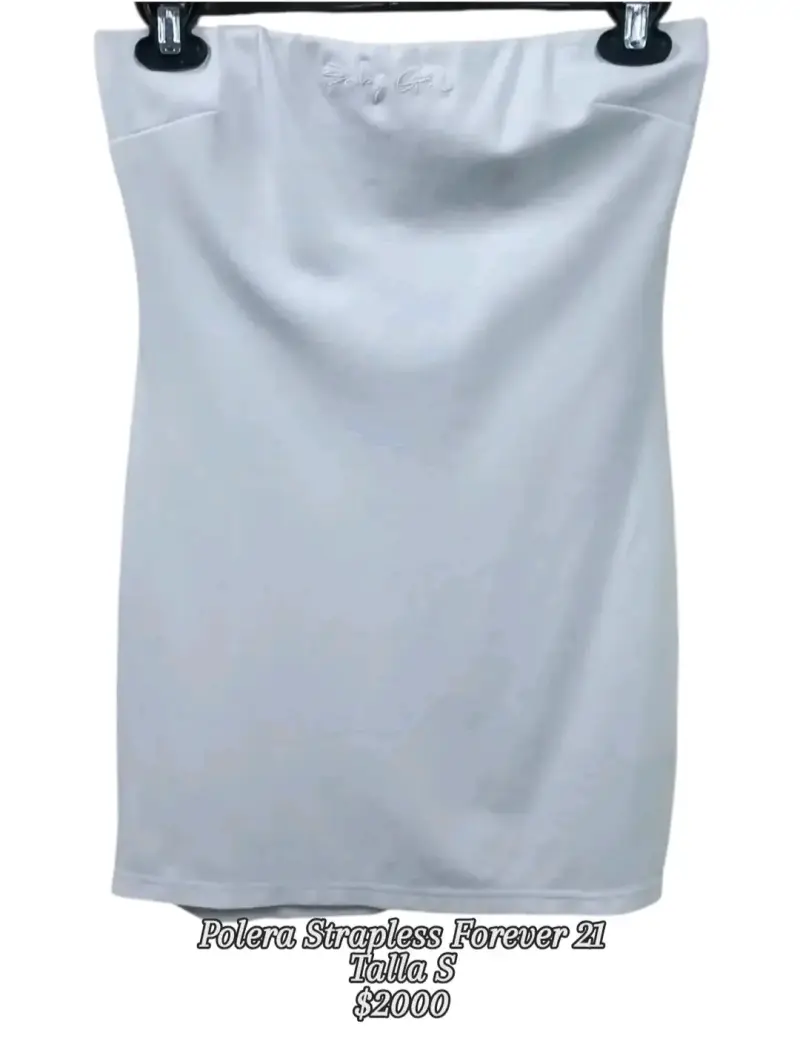 Polera strapless blanca Forever 21 talla S