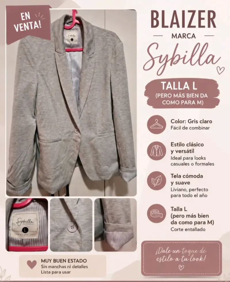 Blazer gris claro Sybilla talla M