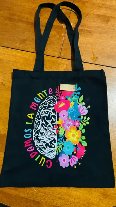 Bolso tote negro con diseño colorido - miniatura 1
