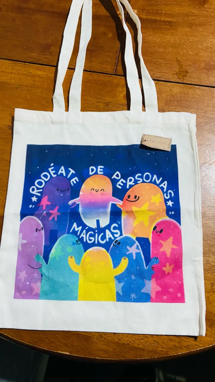 Bolso tote negro con diseño colorido - 3