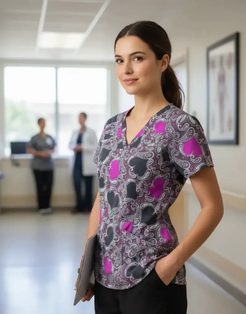Blusa médica estampada Marca HeartSoul Talla S - 1