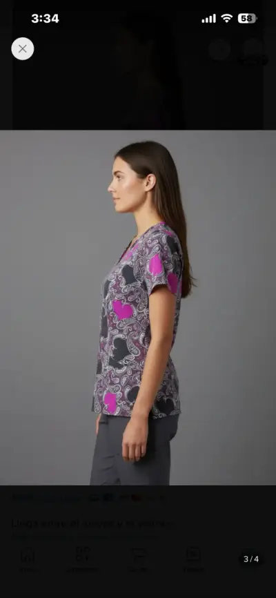 Blusa médica estampada Marca HeartSoul Talla S - miniatura 3