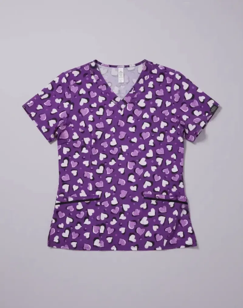 Blusa Médica Morada Con Estampado Marca Elle - 3