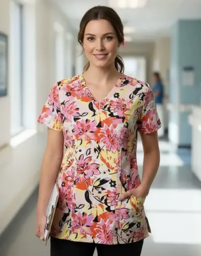 Blusa Médica Estampado Floral Mujer Marca Dickies - miniatura 1