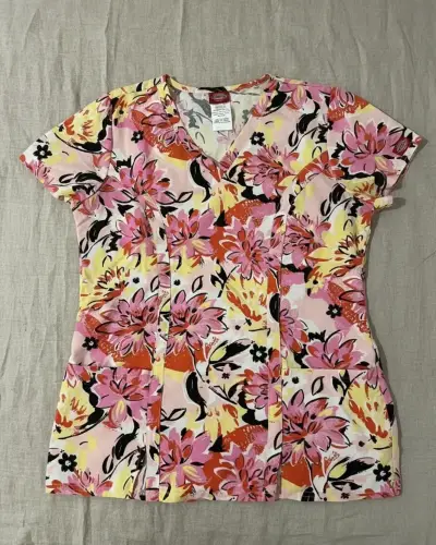 Blusa Médica Estampado Floral Mujer Marca Dickies - miniatura 4