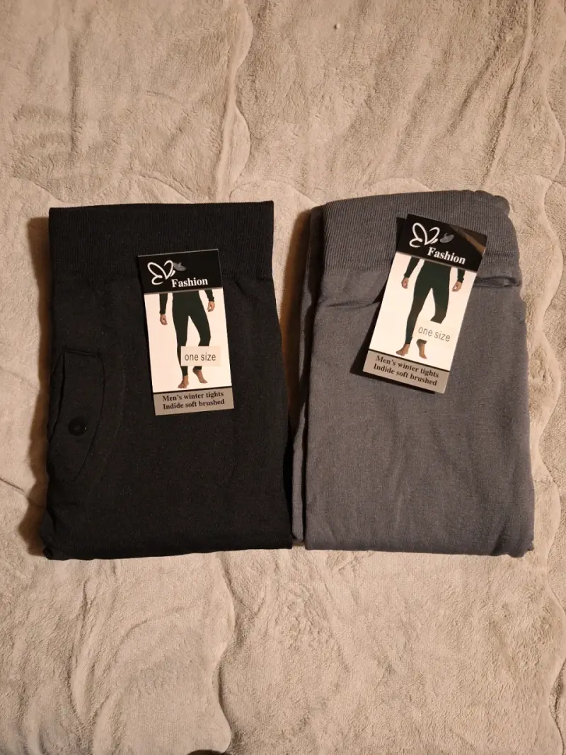 Calzas térmicas para hombre en negro y gris - 1