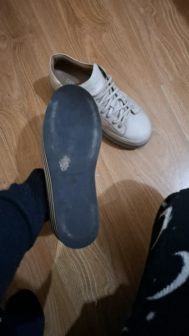 Zapatillas plataforma beige con rayas - 3