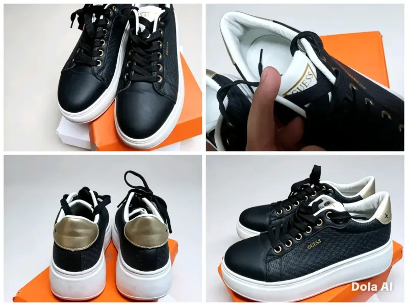 Zapatillas Guess negras con detalles dorados - 1