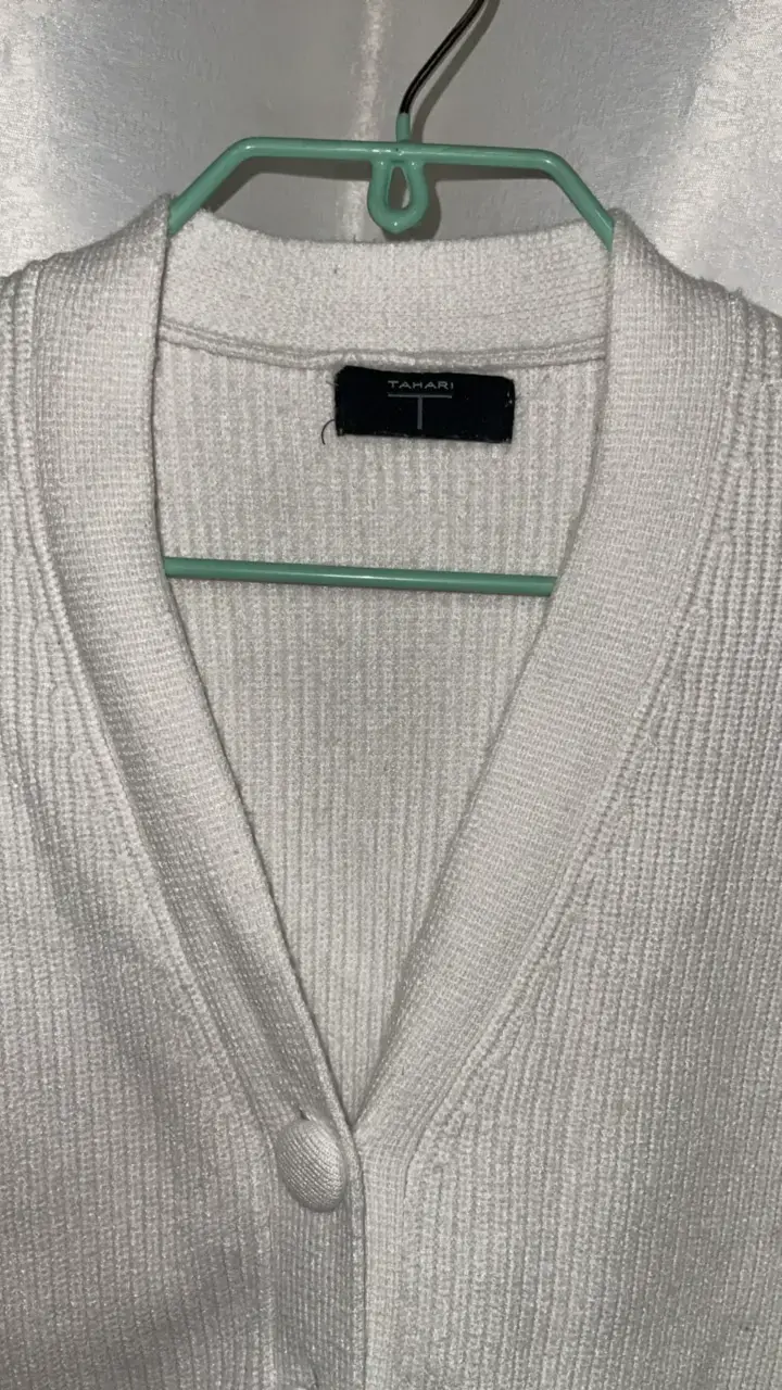 Cardigan blanco de punto con botones - 2