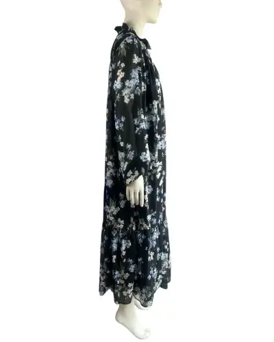 Vestido floral negro de manga larga - miniatura 3
