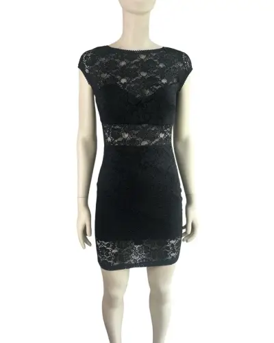 Vestido de encaje negro elegante - miniatura 2