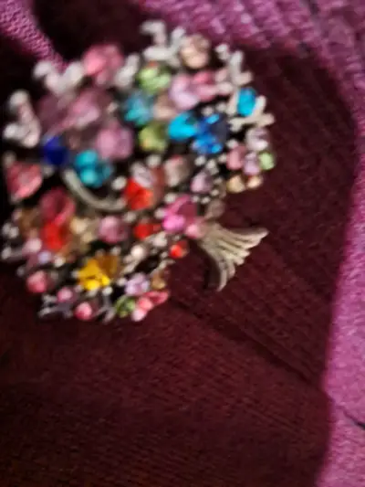 Cárdigan burdeos con broche decorativo - miniatura 6