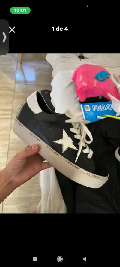 Zapatillas negras c moran con estrella blanca - miniatura 1