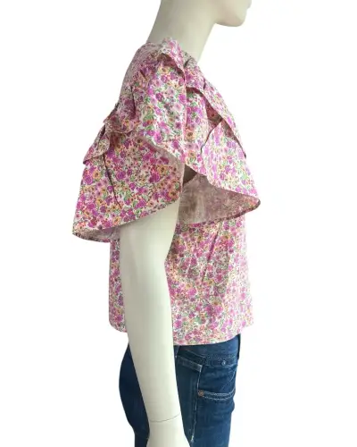 Blusa floral con volantes para mujer - miniatura 2
