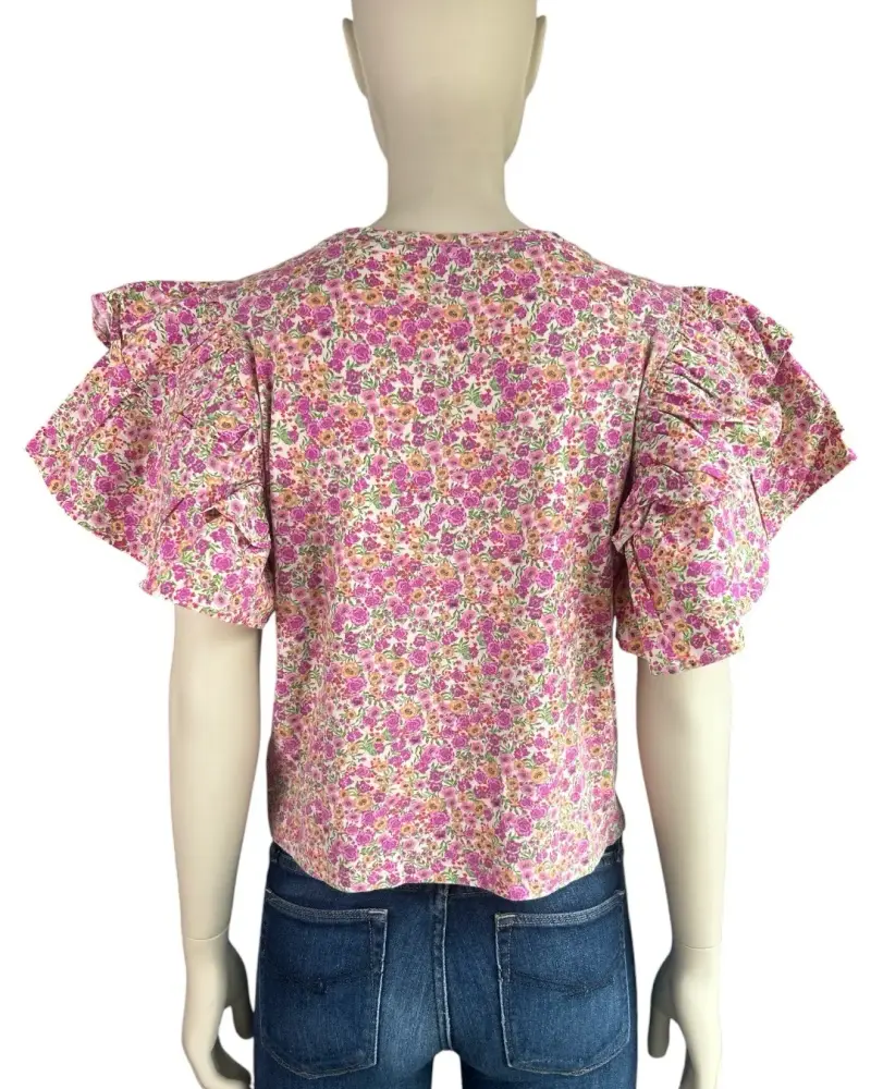 Blusa floral con volantes para mujer - 3