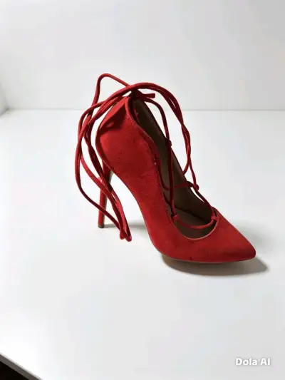 Tacones rojos con cordones elegantes - miniatura 1