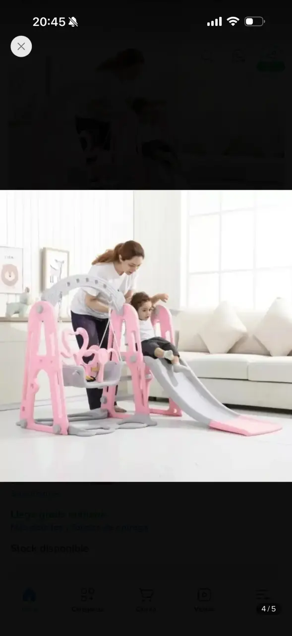 Columpio infantil con resbalín rosa - 4