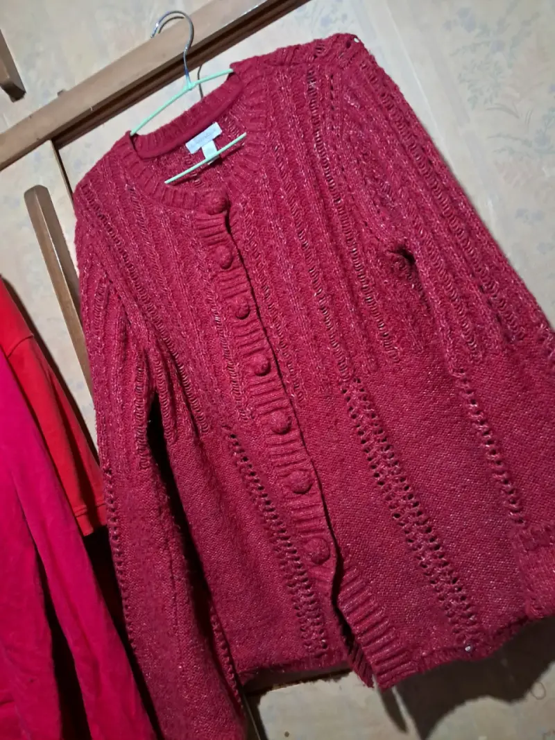 Cardigan rojo tejido para mujer - 5