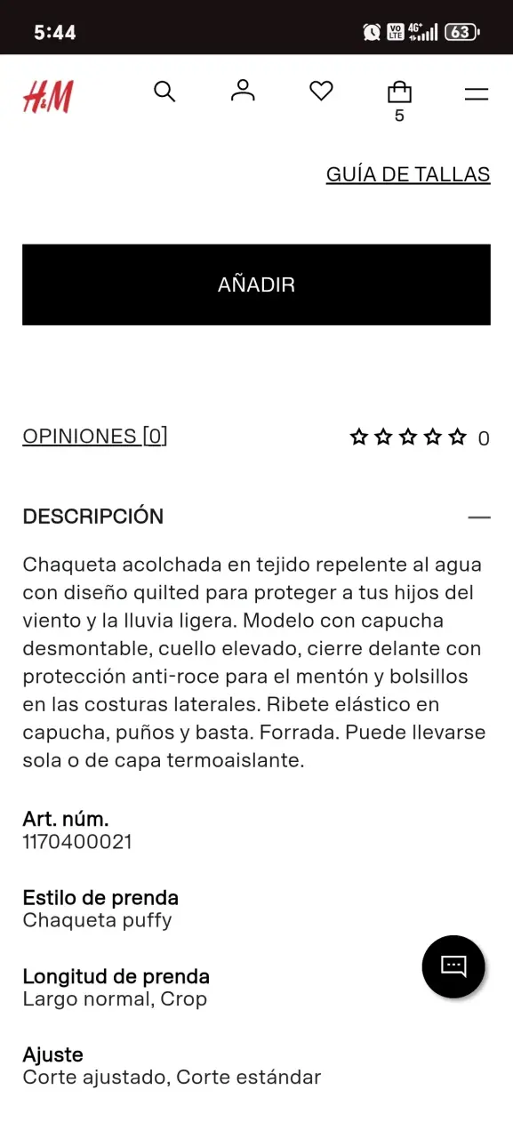 Chaqueta Puffy Impermeable H&M - 2