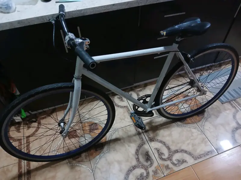 Bicicleta urbana de marco blanco - 2