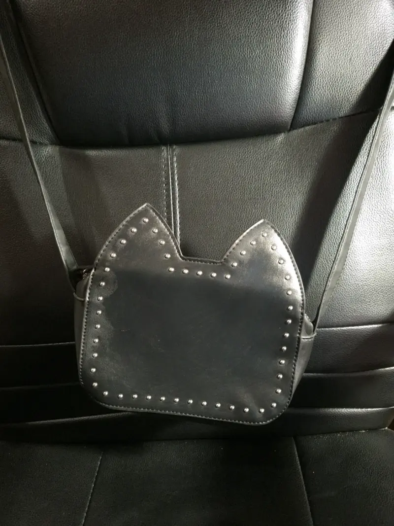 Cartera negra con diseño de gato de todo moda - 2