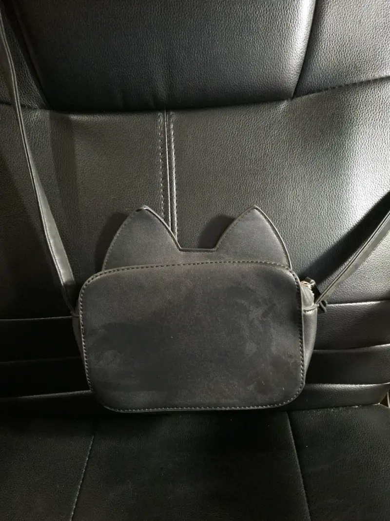 Cartera negra con diseño de gato de todo moda - 3