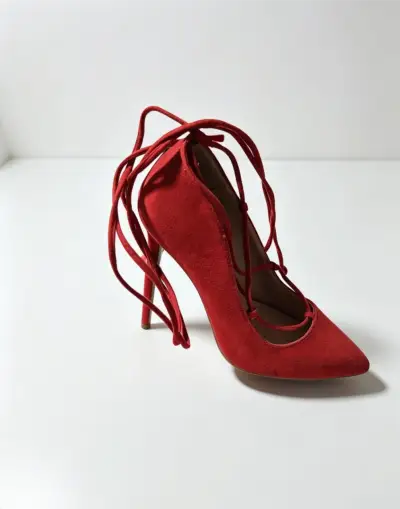 Tacones rojos con cordones elegantes - miniatura 1