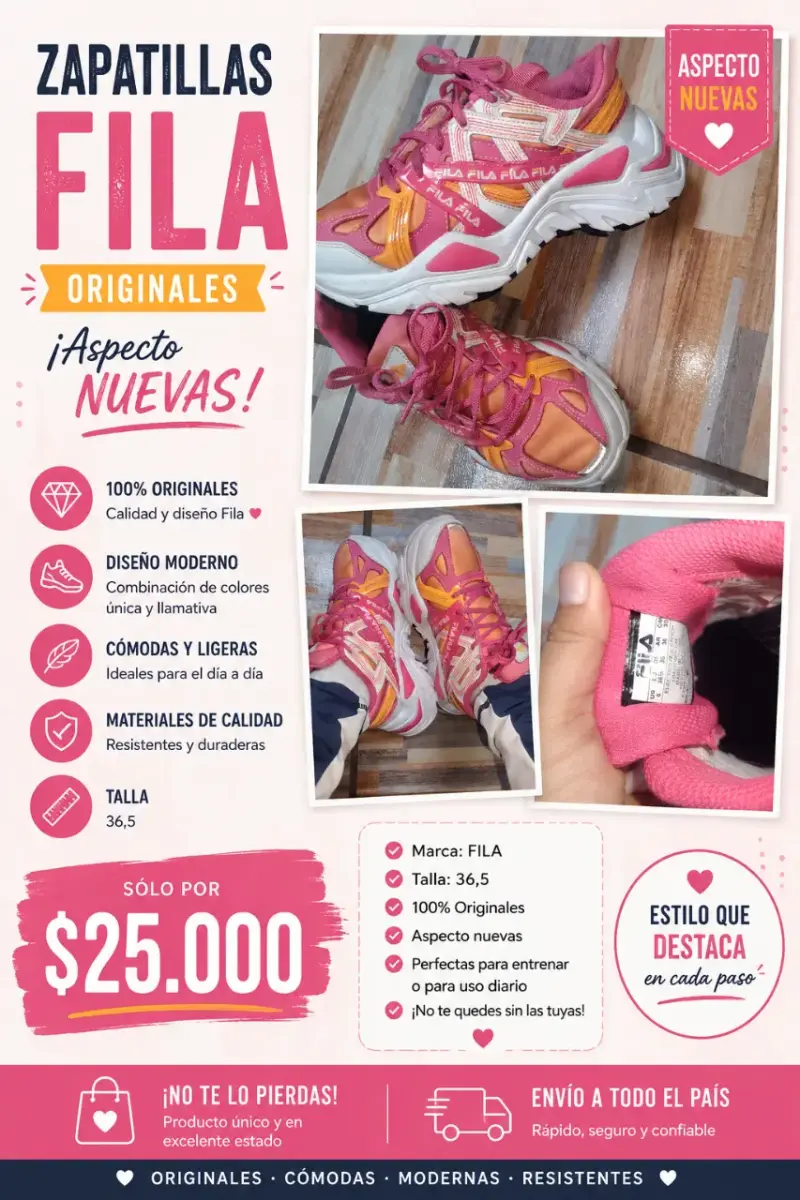 Zapatillas Fila originales color rosa y naranja