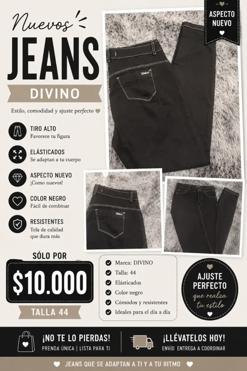 Jeans negros elásticos Divino talla 44