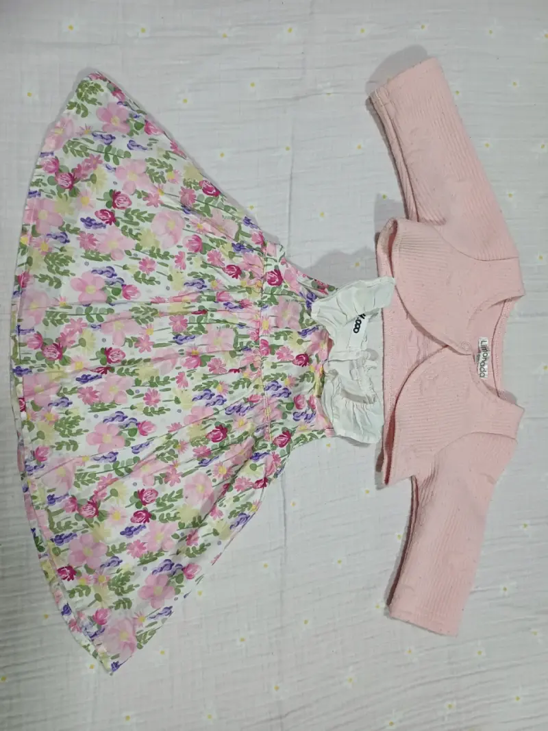 Vestido floral para niña con bolero rosa - 2