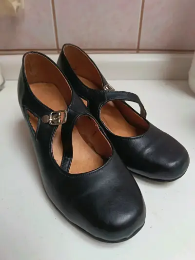 Zapatos de baile cueca negros de cuero - miniatura 1