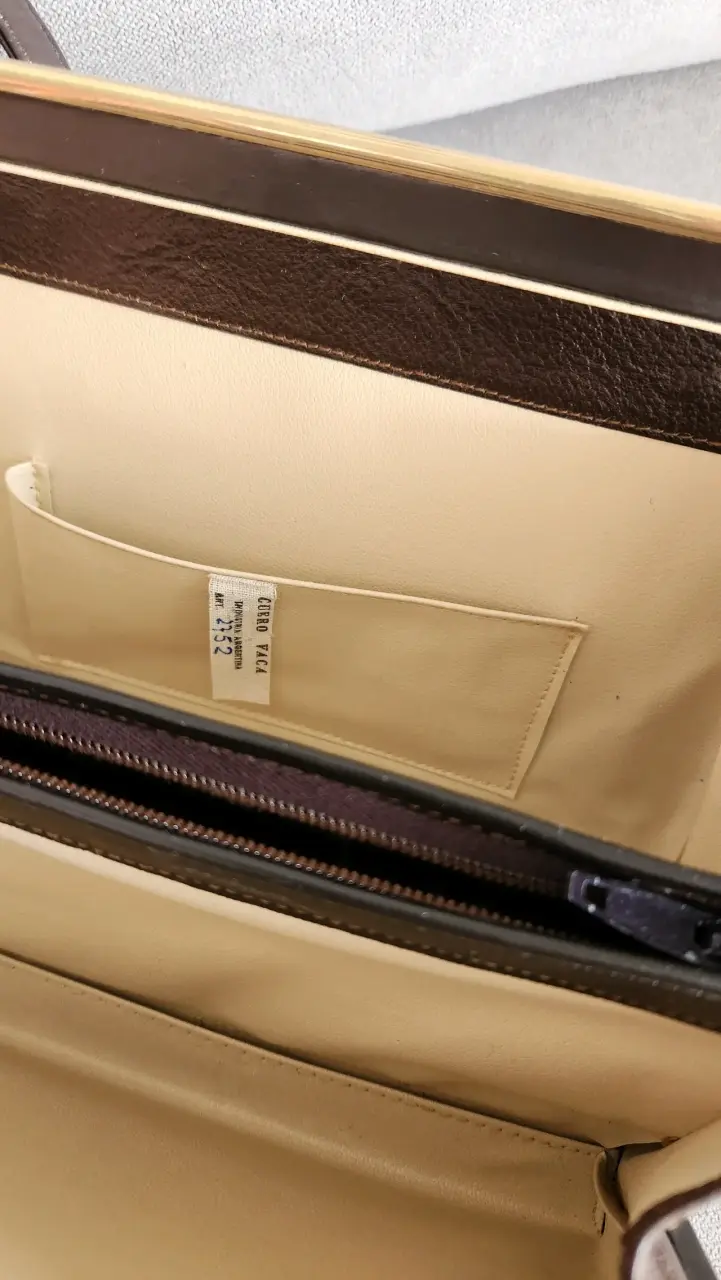 Cartera cuero legítimo, fabricación argentina - 3