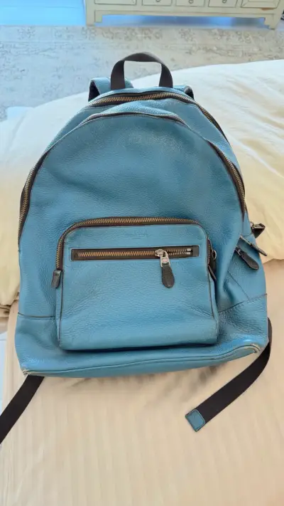 Mochila de cuero azul Coach - miniatura 1