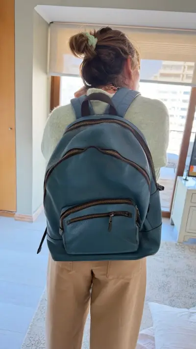 Mochila de cuero azul Coach - miniatura 2